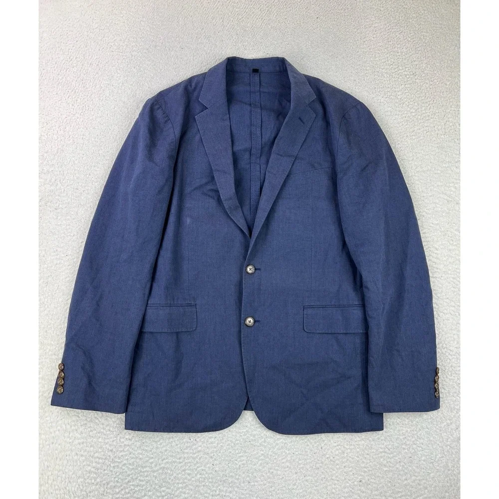 J.Crew Ludlow Blazer Mens 40R Blue Cotton Linen Slim Unstructured Somelos Coat